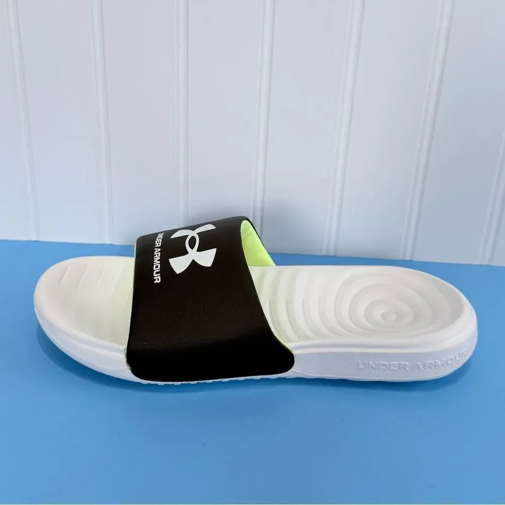 Bundle of 2 Under‎ Armour Black and White Slide Sandals Size 3Y